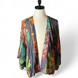 Powder Design Women Floral Print Kimono Cardigan Jacket Open Front Lightweight